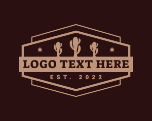 Texas - Western Hexagon Cactus logo design