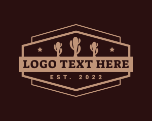 Succulent - Western Hexagon Cactus logo design