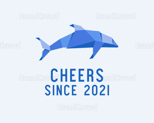 Origami Dolphin Fish Logo