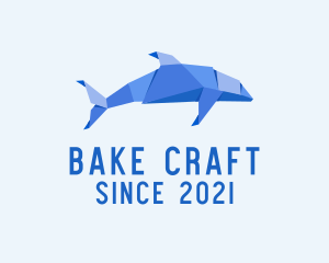 Origami Dolphin Fish logo design