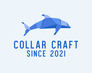 Origami Dolphin Fish logo design