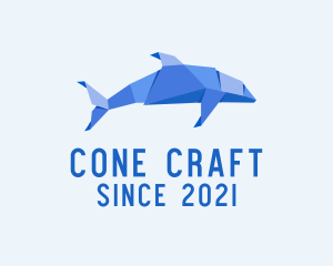 Origami Dolphin Fish logo design