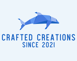 Origami Dolphin Fish logo design