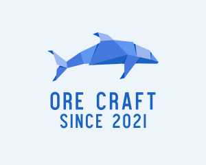 Origami Dolphin Fish logo design