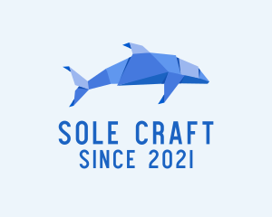 Origami Dolphin Fish logo design