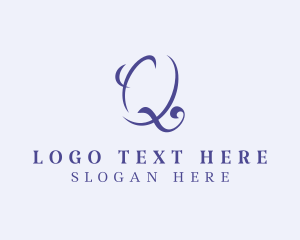 Negative Space - Violet Company Letter Q logo design