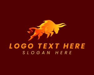 Bison - Flame Raging Bull logo design