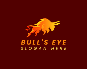 Flame Raging Bull logo design