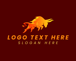 Bull - Flame Raging Bull logo design