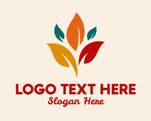 Vegan - Colorful Autumn Leaves logo design