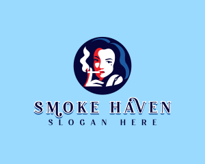 Smoking Cigarette Woman logo design