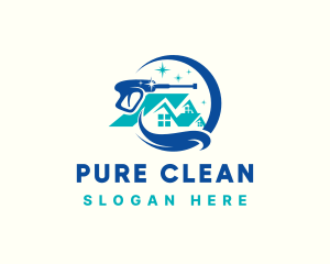 Sparkling Pressure Washer Cleaning logo design