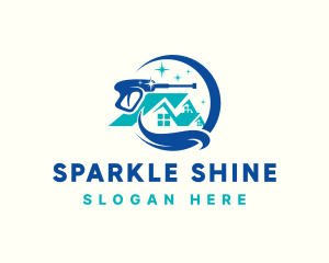 Sparkling Pressure Washer Cleaning logo design