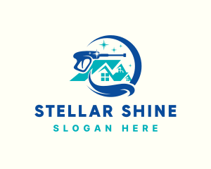 Sparkling Pressure Washer Cleaning logo design