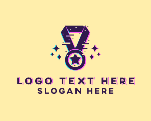 Program - Glitch Pixel Star Medal logo design