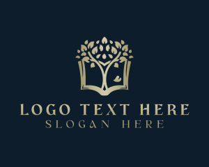Textbook - Tree Book  Library logo design
