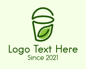 Organic Drink - Green Leaf Juice Cup logo design