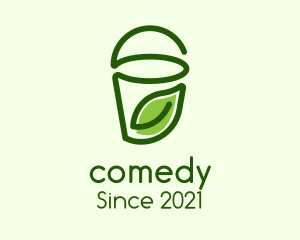 Tropical Drink - Green Leaf Juice Cup logo design