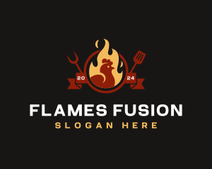 Flame Chicken Roast logo design