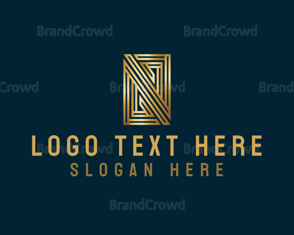 Elegant Maze Rectangle Letter N Logo