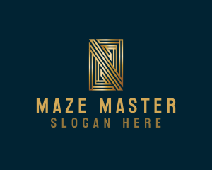 Elegant Maze Rectangle Letter N logo design