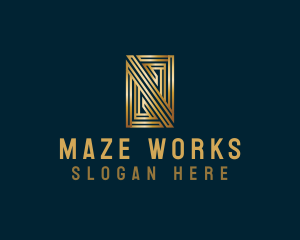 Elegant Maze Rectangle Letter N logo design