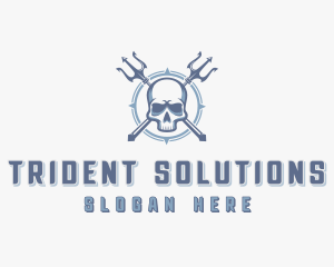 Trident Skull Warrior logo design