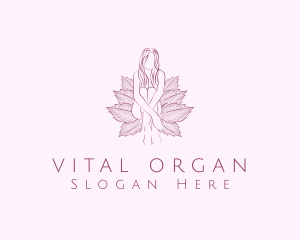 Organic Feminine Leaves  logo design