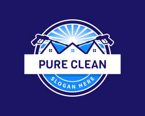 Pressure Washer Cleaning House logo design