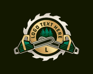 Woodcutter - Chainsaw Woodcutter Sawmill logo design