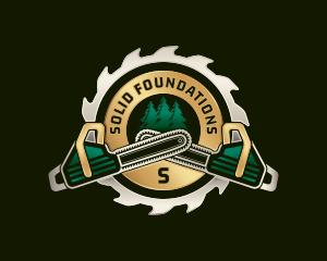 Chainsaw Woodcutter Sawmill Logo