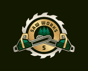 Chainsaw Woodcutter Sawmill logo design