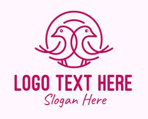 Pigeon - Pink Monoline Lovebird logo design