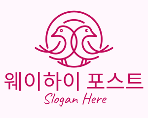 Pink Monoline Lovebird  logo design