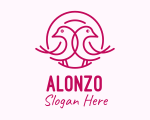 Pink Monoline Lovebird  logo design