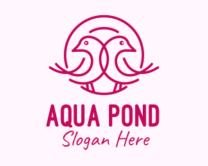 Pink Monoline Lovebird  logo design