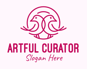 Pink Monoline Lovebird  logo design