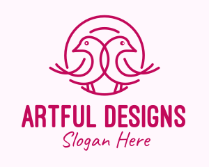 Pink Monoline Lovebird  logo design