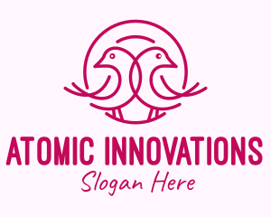 Pink Monoline Lovebird  logo design