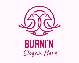 Pink Monoline Lovebird  logo design