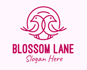 Pink Monoline Lovebird  logo design