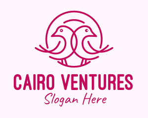 Pink Monoline Lovebird  logo design