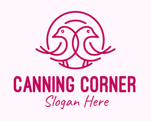 Pink Monoline Lovebird  logo design