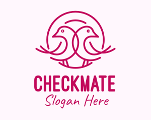 Pink Monoline Lovebird  logo design