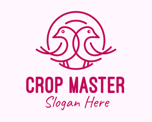 Pink Monoline Lovebird  logo design