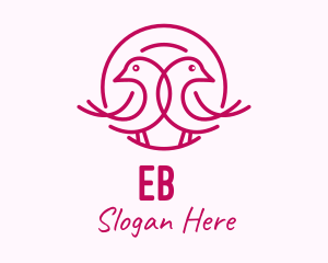 Lovebird - Pink Monoline Lovebird logo design