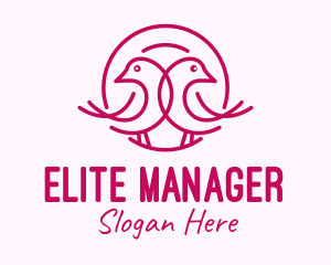 Pink Monoline Lovebird  logo design