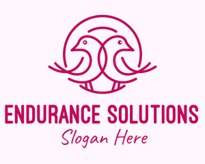 Pink Monoline Lovebird  logo design