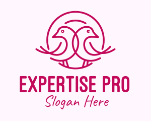 Pink Monoline Lovebird  logo design