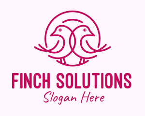 Finch - Pink Monoline Lovebird logo design